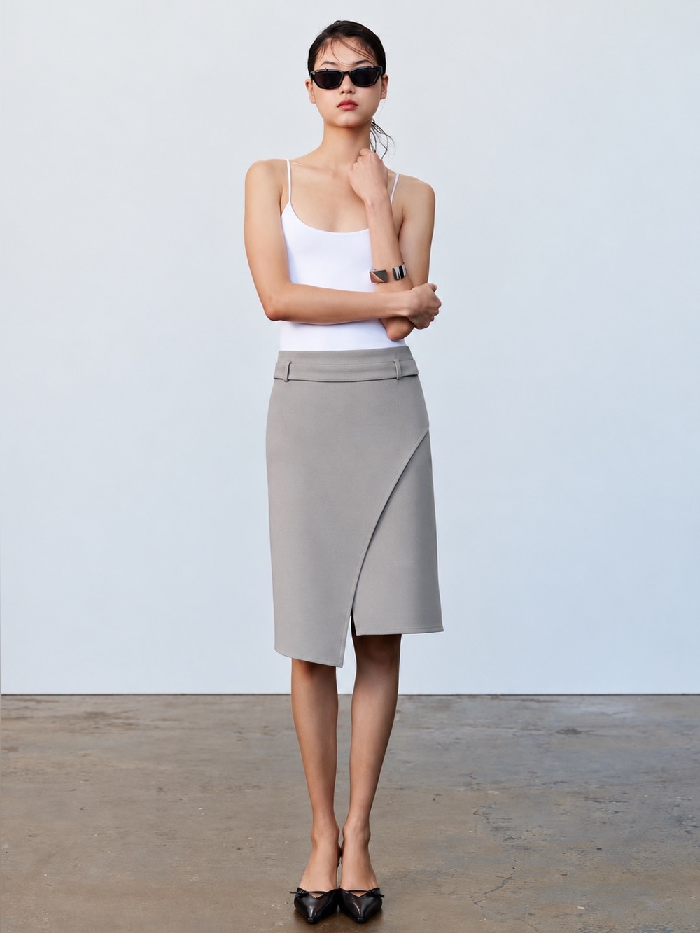 Zara Stone Buckled Asymmetric Wrap Skirt | Size S | NWOT